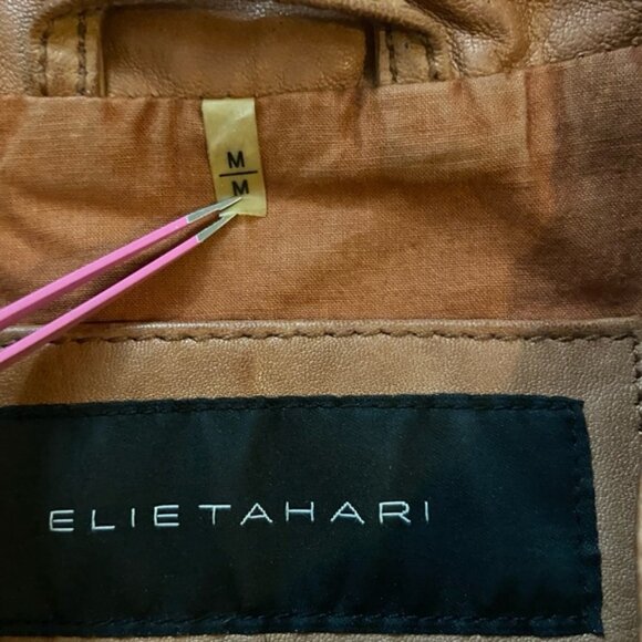 Elie Tahari Women’s Leather Bomber Jacket Size Medium - Picture 5 of 12